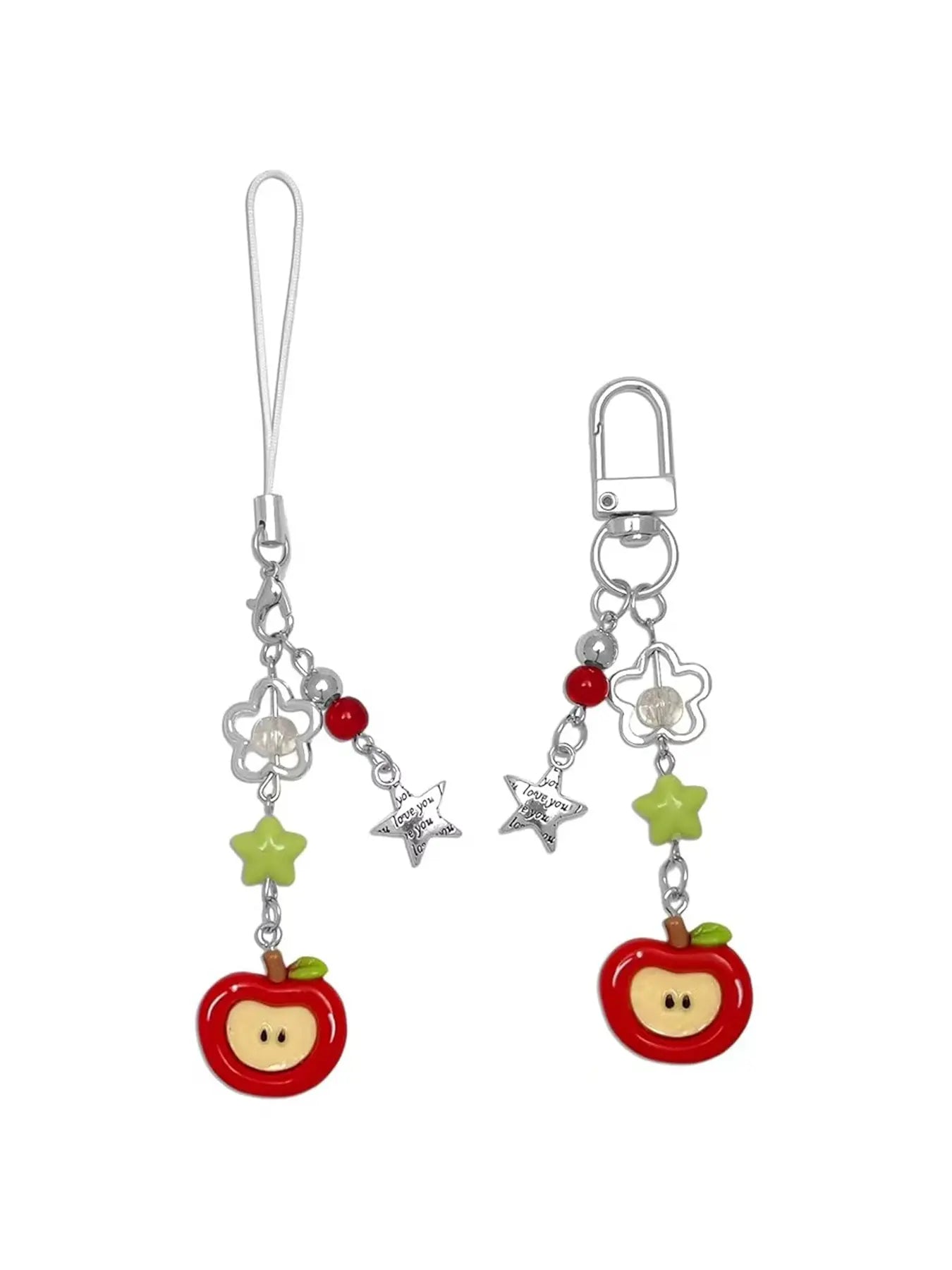 2PCS Cute Cellphone Charms Aesthetic Y2K Pink Guitar Strawberry Star Phone Straps Key Chains for Keys Bags Camera Phone Accessories Phone Decor Phone Ornament