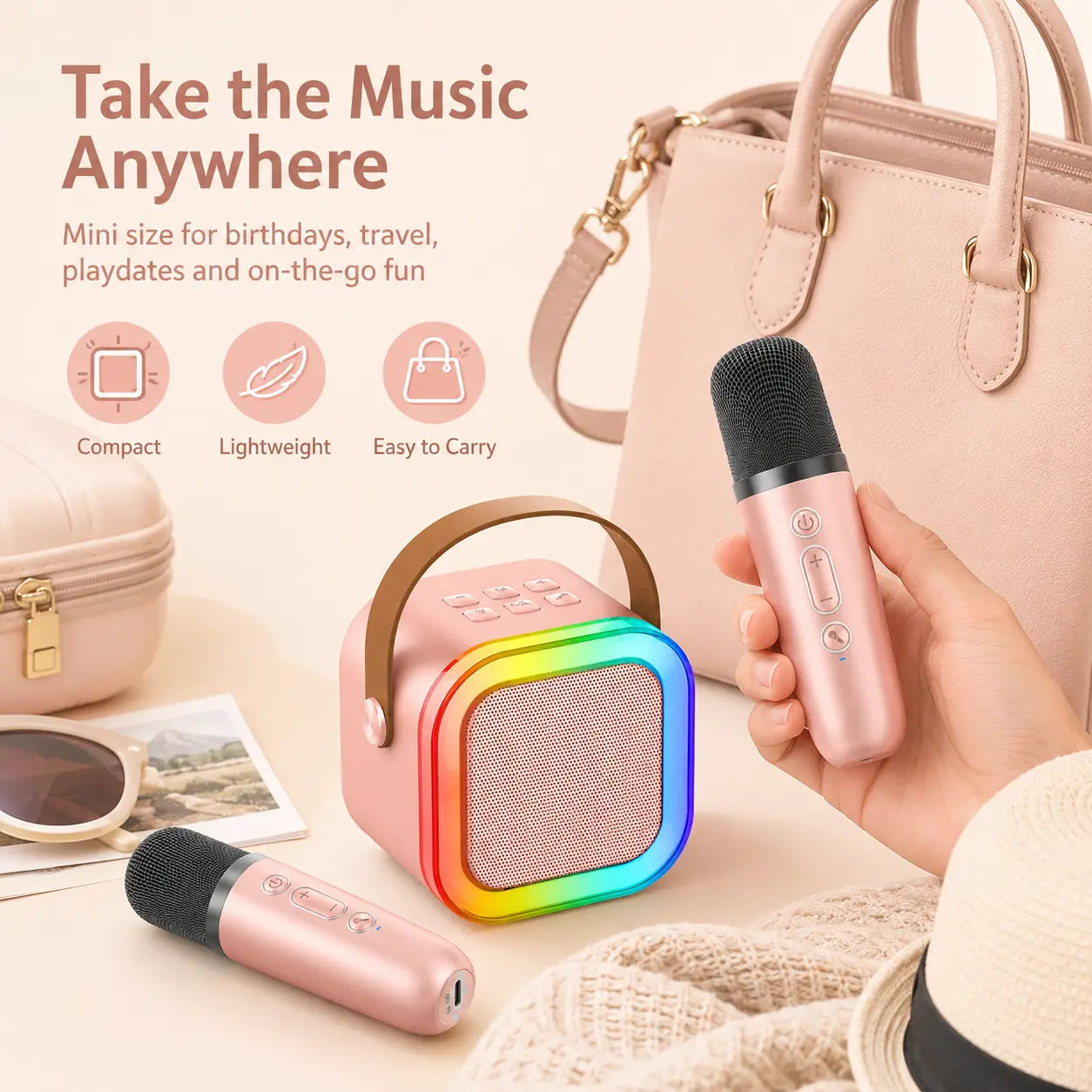 Portable Karaoke Speaker with Voice Changer, Multi-App Sing-Along Speaker for Home Parties, Family Fun & Gifts