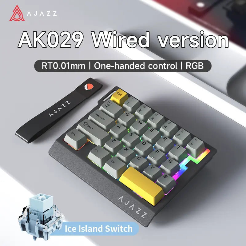 AJAZZ AK029 Single-Handed Wired Magnetic Gaming Keyboard 8K Hz, RGB, 0.01Mm RT Precision，29 Keys, for FPS Gaming Colorful RGB Backlight Web Driver Support Gaming Keyboard