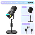 FIFINE AM8S Gaming Microphone with Adjustable Stand, Height Adjustable Heavy-Duty Metal Stand, RGB Dynamic Mic with Quick Mute, Gain Volume Control, Headphone Jack, XLR/USB for Podcast, Streaming, Recording, PC PS5 Gamer, Audio Interface Mixer, Smartphone