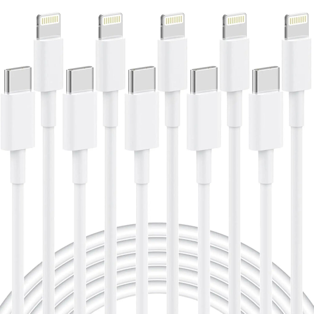 5 Pack 6FT USB C to Lightning Cable, [ Mfi Certified]For Iphone Charger Fast Charging Cord for Iphone 14/13/12/11/X/8/7/Plus, Ipad, Airpods - White