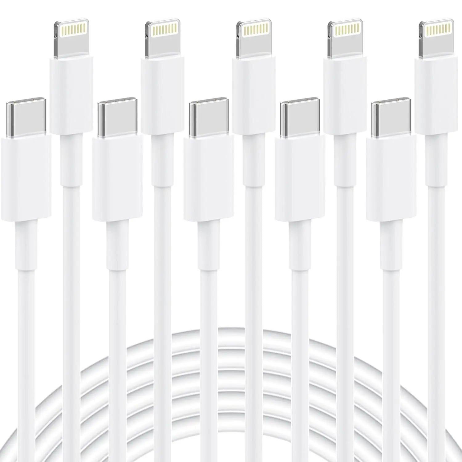 5 Pack 6FT USB C to Lightning Cable, [ Mfi Certified]For Iphone Charger Fast Charging Cord for Iphone 14/13/12/11/X/8/7/Plus, Ipad, Airpods - White