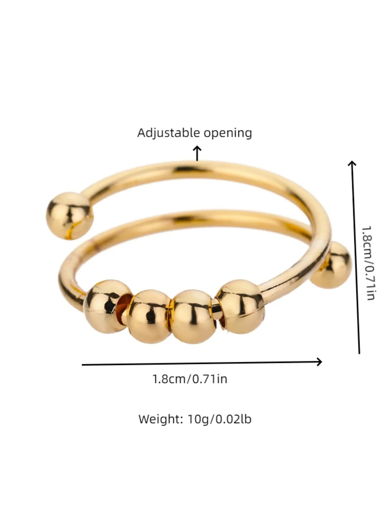 Vintage Fashion Double Spiral Anxiety Ring, round Beaded Design Cuff Promise Ring as Gift, Unisex New Trendy Ring Jewelry