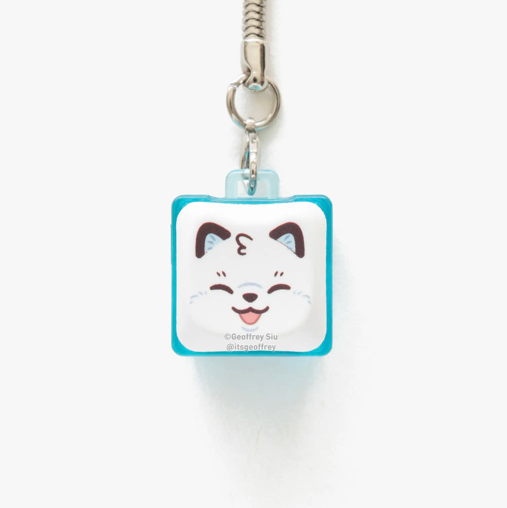 MAO Fox Clicky Keychains - MAO Profile Keycaps with Blue Gateron Switch & Bonus Tail Charm - Customizable Keychains for Keyboard Lovers