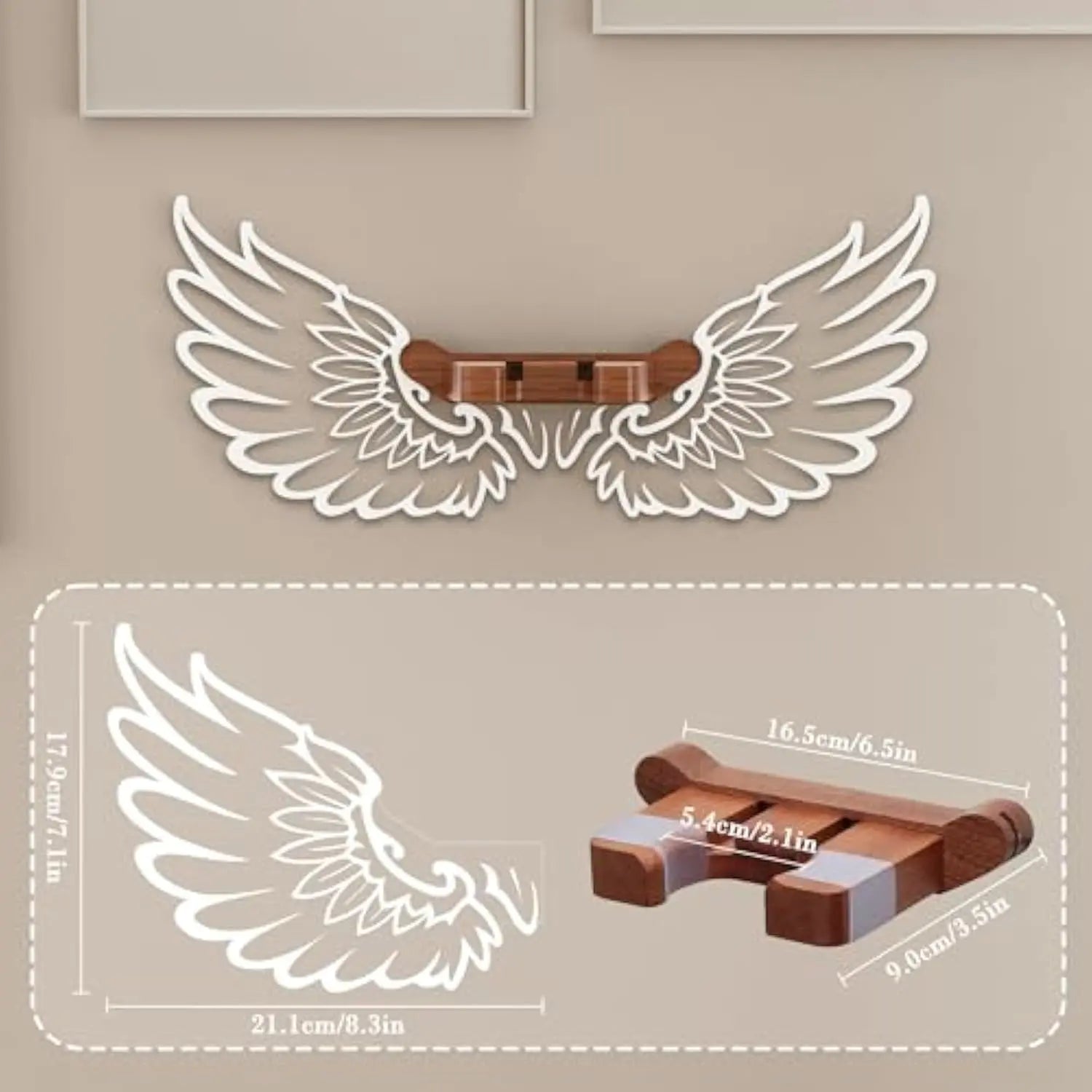 Luminous Angel Wings Guitar Hanger,Led Guitar Wall Mount Stand, Wooden Acrylic Guitar Holder Shelf, Wall Mount for Acoustic Electric Bass Ukulele, Room Decor, Gift for Music Lovers, Birthday Christmas Gift Lighting