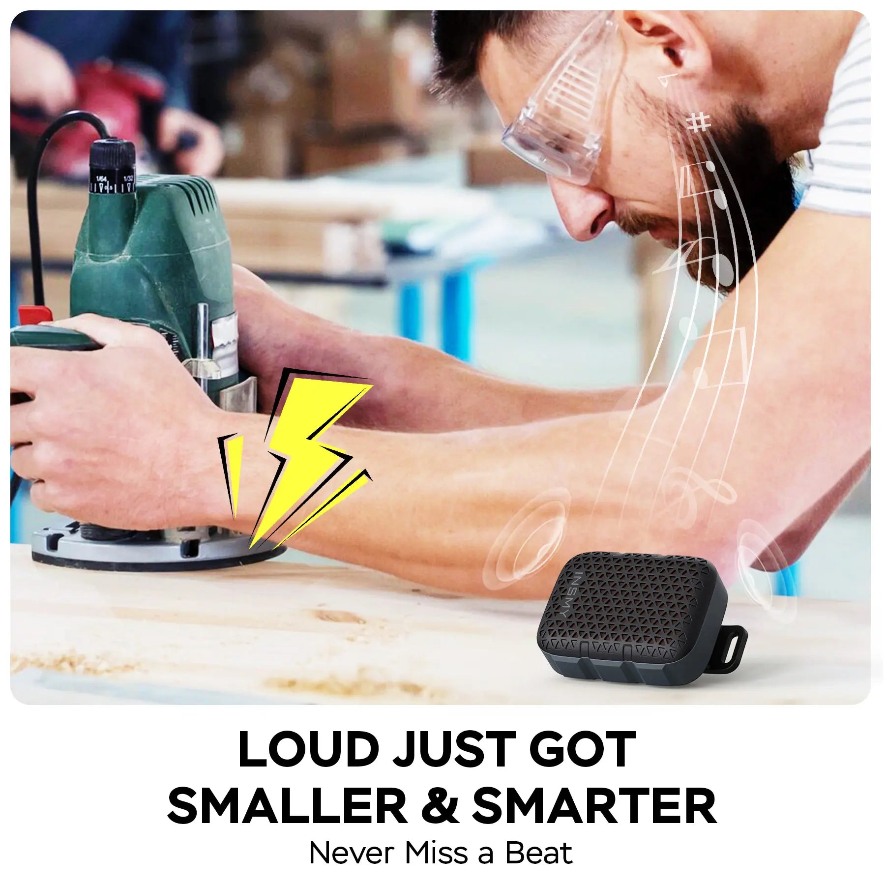 INSMY Wearable Bluetooth Speakers,Ip67 Waterproof,Clip-On Portable Small Personal Speaker/Clean Sound/Stereo Pair/Wireless 5.4/ENC Built-In Mic/Lightweight for Outdoor Golf Work Pool