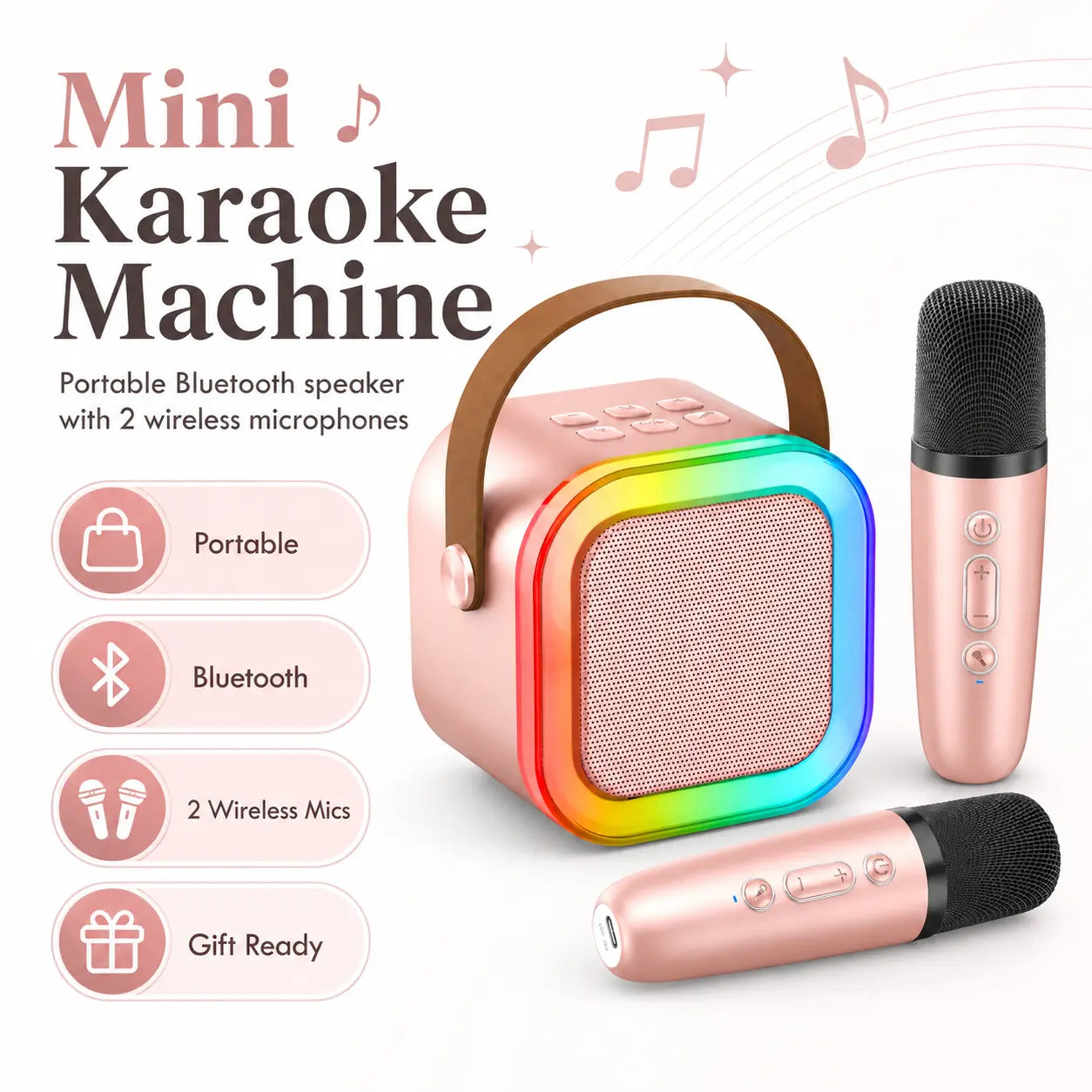 Portable Karaoke Speaker with Voice Changer, Multi-App Sing-Along Speaker for Home Parties, Family Fun & Gifts
