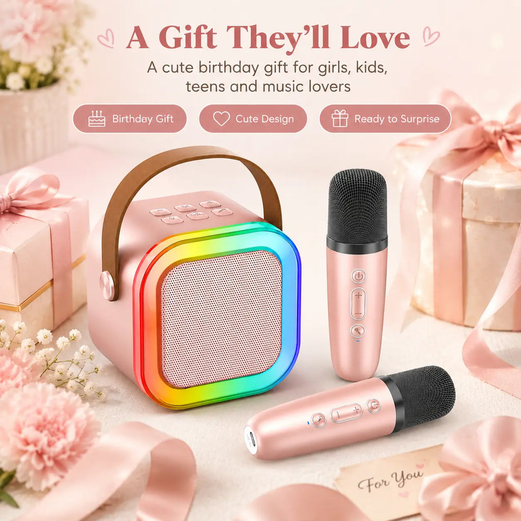 Portable Karaoke Speaker with Voice Changer, Multi-App Sing-Along Speaker for Home Parties, Family Fun & Gifts