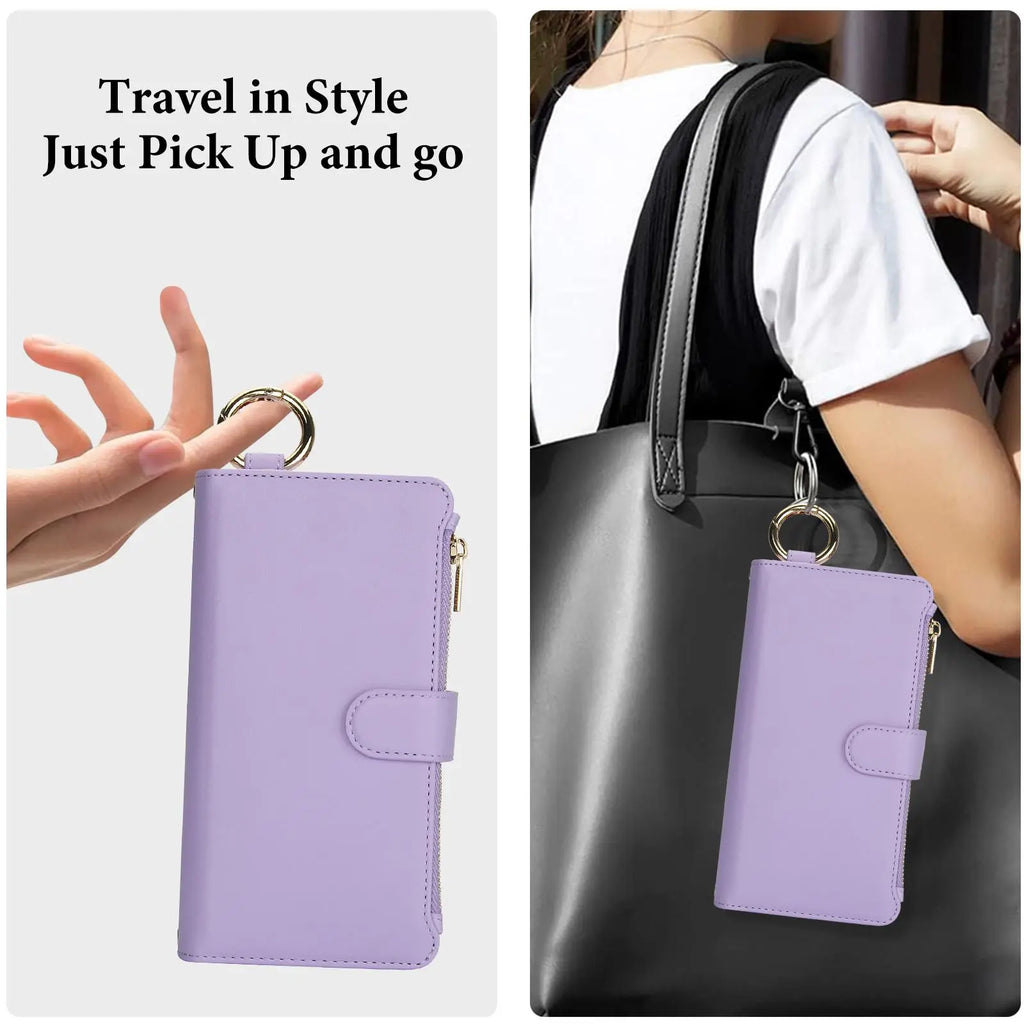 Crossbody Card Bag, Crossbody Phone Strap, Cell Phone Accessories, Multi Functional Wallet Flip Zipper with Hanging Rope Phone Case Suitable for Apple Iphone 17 Pro Max 17 Air 16 15 Pro Max 14 plus 13 Pro Multi Card Position Protective Cover for Women