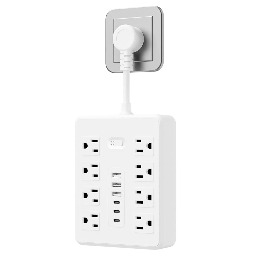 14-In-1 Multifunctional Power Strip with Switch & Surge Protection, Surge Protector Power Strips, Surge Protector Outlets with 8AC Outlets & 3 USB & 3 Type-C Ports Travel Charger Power Socket Extender Multiple Sockets
