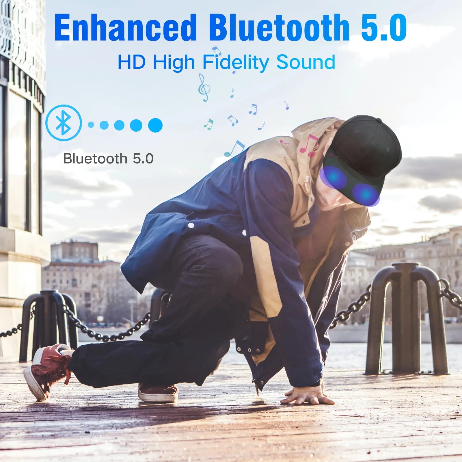 Touch Two Music Hat with Enhanced Bluetooth 5.0 HD Sound Technology for Commuting Sports Home All Hold Cycling Baseball Cap Solar Sun Protection Versatile Commute Comfortable Design