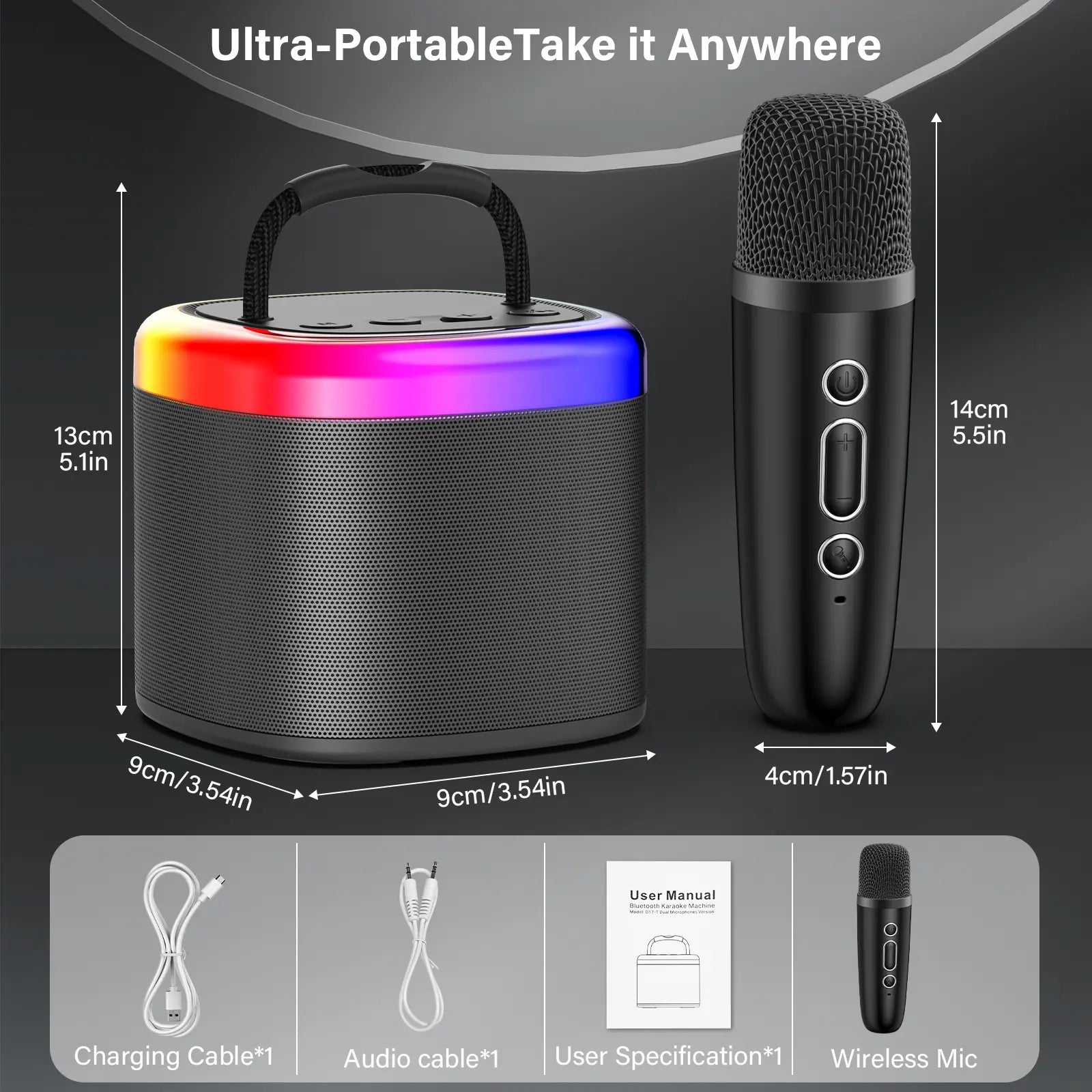 [100% Original] JYX D17 Mini Karaoke Machine Bluetooth Speaker with Wireless Microphones, Powerful Bass & RGB Lights | Portable KTV System for Summer Outdoor Parties, Family Fun & Gifts for Men and Women Mothersdaygift Summerwins Dealsforyoudays