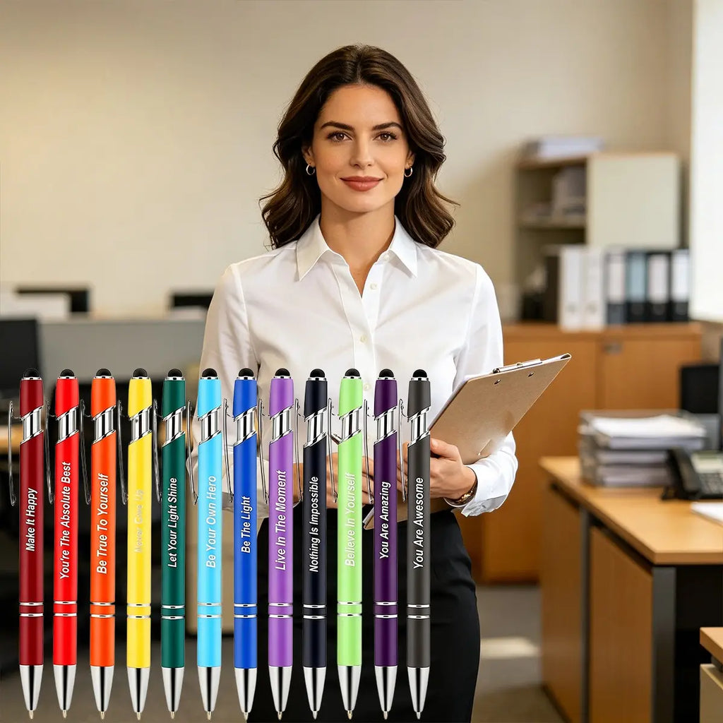 24 Pcs Inspirational Ballpoint Pens, Inspirational Quotes, Motivational Ballpoint Pen with Stylus Tip, Funny Ink Pens Bulk, Aesthetic Pens, Cool Pens, Inspirational Gifts for Women Men, Teacher Coworkers Nurse, Office Supplies Black Ink Smooth Writing