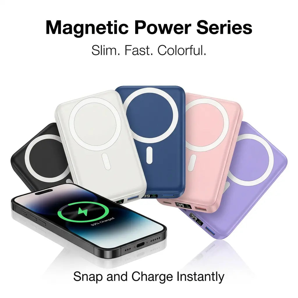 Podoru 10000Mah Magnetic Power Bank for Magsafe, 15W Wireless Portable Charger with LED Display, 20W PD USB-C Fast Charging, Battery Pack for Iphone 17/16/15/14/13/12 Series