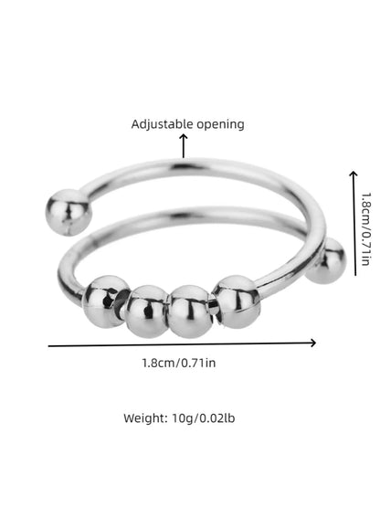 Vintage Fashion Double Spiral Anxiety Ring, round Beaded Design Cuff Promise Ring as Gift, Unisex New Trendy Ring Jewelry