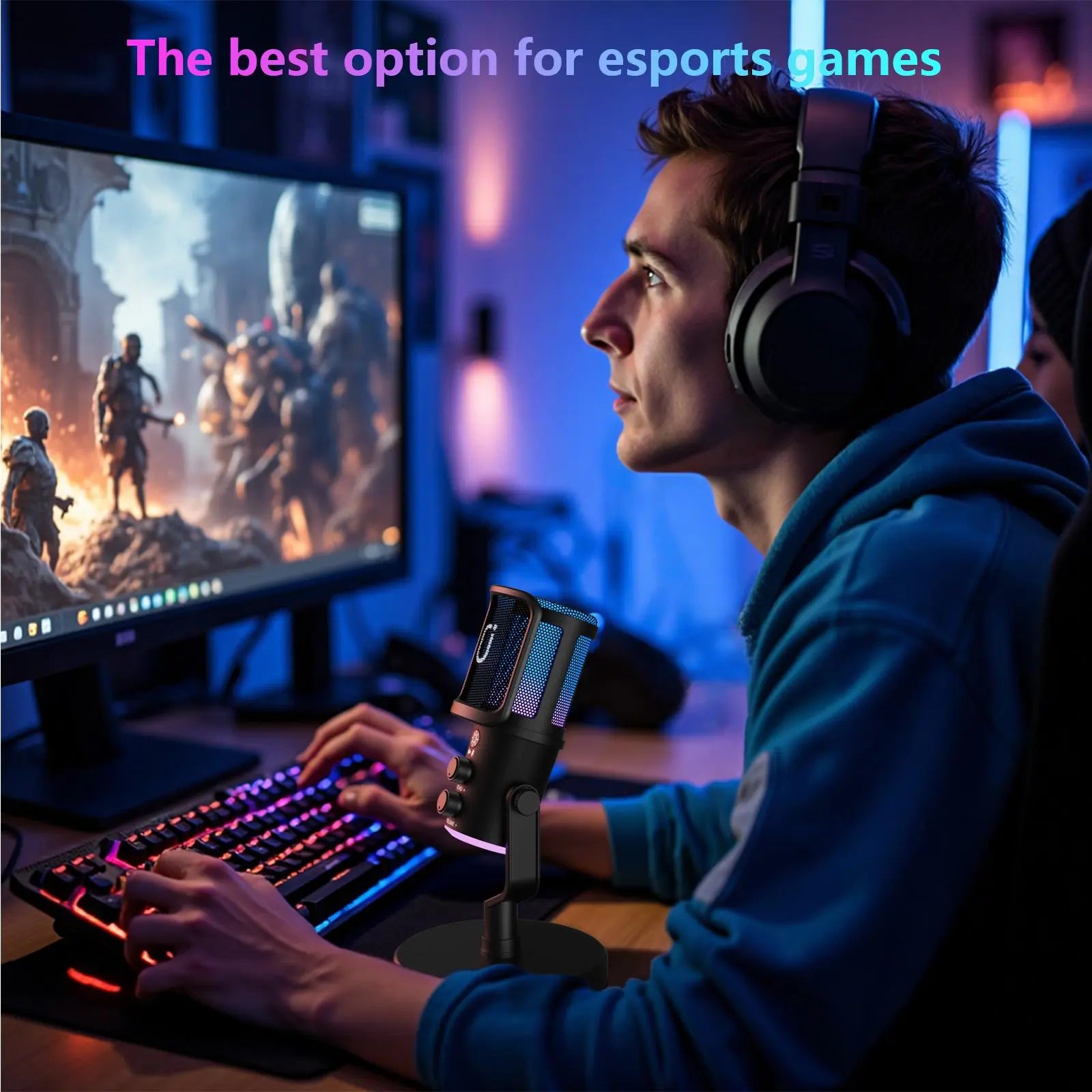 JYX U120 RGB Streaming Gaming Microphone with RGB Lights One-Tap Mute Headphone Jack for PC Mac PS5 PS4 Ideal for Streaming Gaming Podcasting Compact Durable Design Outdoorfun Headset Recording Plug Audio Connection Metal Summerwins Dealsforyoudays