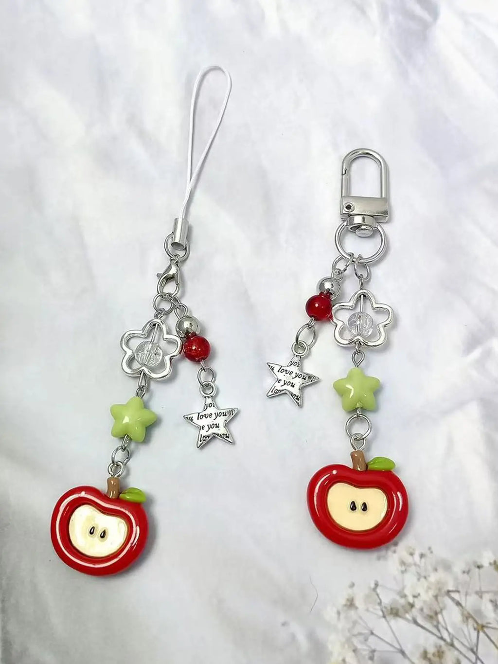 2PCS Cute Cellphone Charms Aesthetic Y2K Pink Guitar Strawberry Star Phone Straps Key Chains for Keys Bags Camera Phone Accessories Phone Decor Phone Ornament
