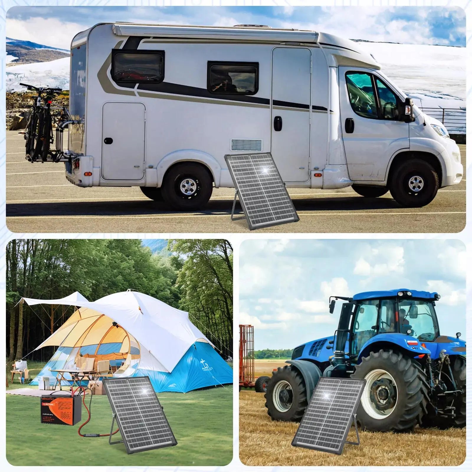 30W Dual-Sided Solar Panel Kit , Monocrystalline Solar Panel Trickle Charger, Suitable for Cars, Rvs, Boats, and Off-Grid Battery Charging, Includes Controller and Adjustable Mounting Brackets, Snow and Wind Resistant Design, Dealsforyoudays