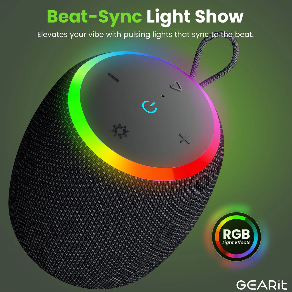 Gearit Portable Water-Resistant 15W Bluetooth Speaker with Crystal-Clear Sound & Bass IPX6 Rated Lanyard Included True Wireless Stereo Pairing up to 10 Hours Playtime