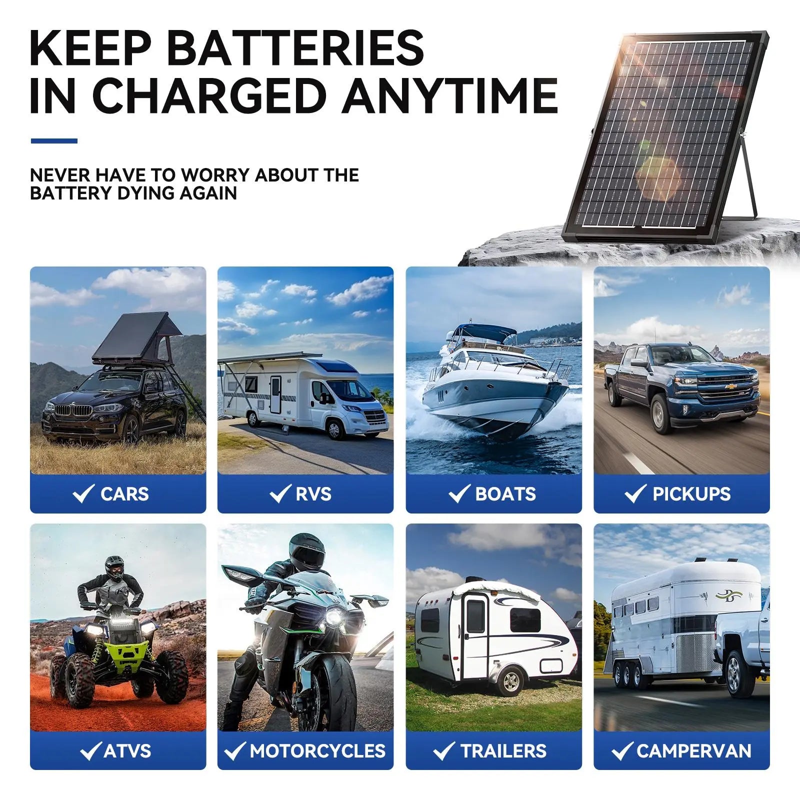 30W Dual-Sided Solar Panel Kit , Monocrystalline Solar Panel Trickle Charger, Suitable for Cars, Rvs, Boats, and Off-Grid Battery Charging, Includes Controller and Adjustable Mounting Brackets, Snow and Wind Resistant Design, Dealsforyoudays