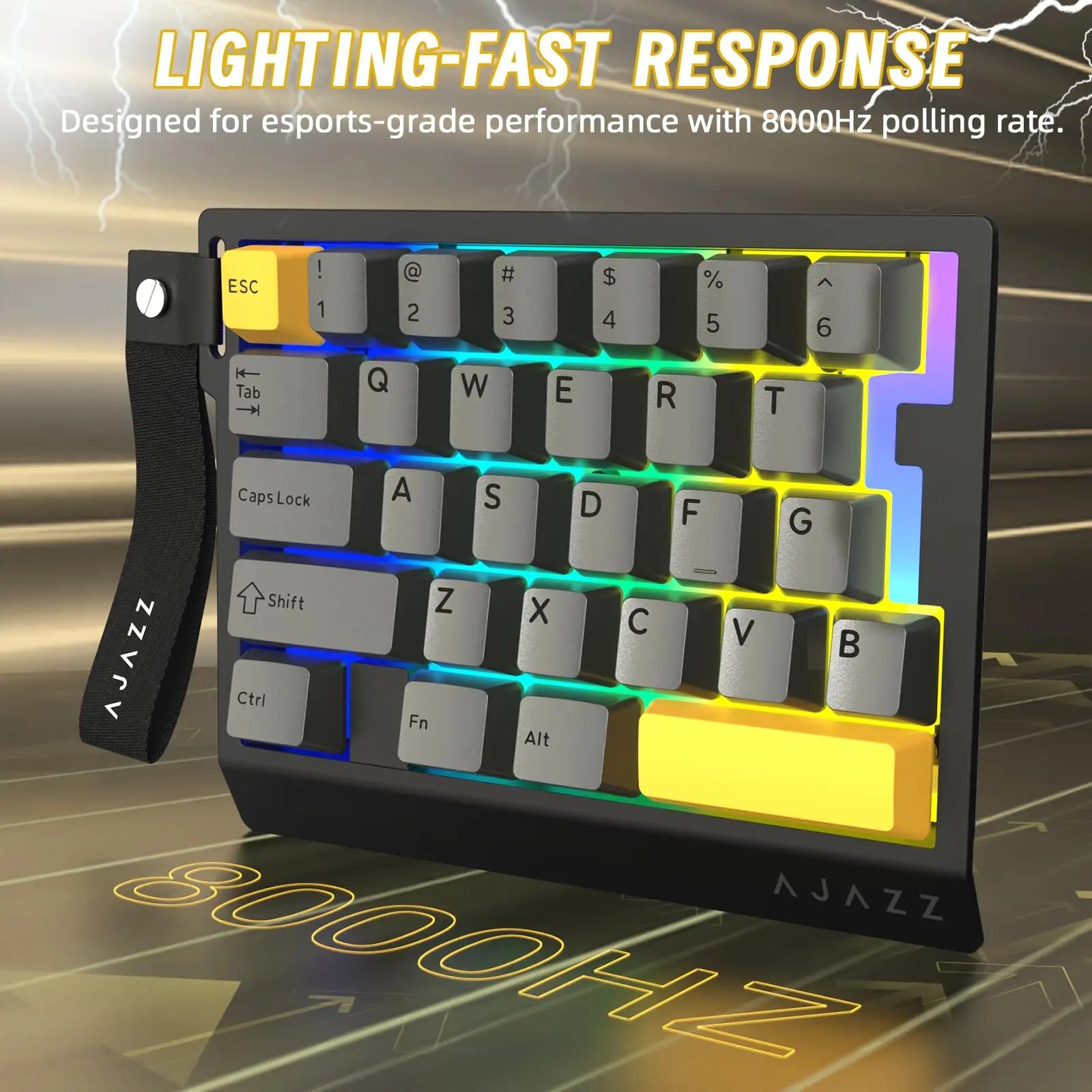 AJAZZ AK029 Single-Handed Wired Magnetic Gaming Keyboard 8K Hz, RGB, 0.01Mm RT Precision，29 Keys, for FPS Gaming Colorful RGB Backlight Web Driver Support Gaming Keyboard