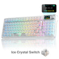 AULA F98 Pro V3 White Transparent Full-Size Illuminated RGB Backlighting Gaming Keyboard with Number Pad, 10000Mah Battery, TFT Smart Screen & Knob, Tri-Mode Bluetooth/2.4G/Usb-C, Hot Swappable Gasket, Wireless Mechanical, Keyboards, Gaming Keyboards