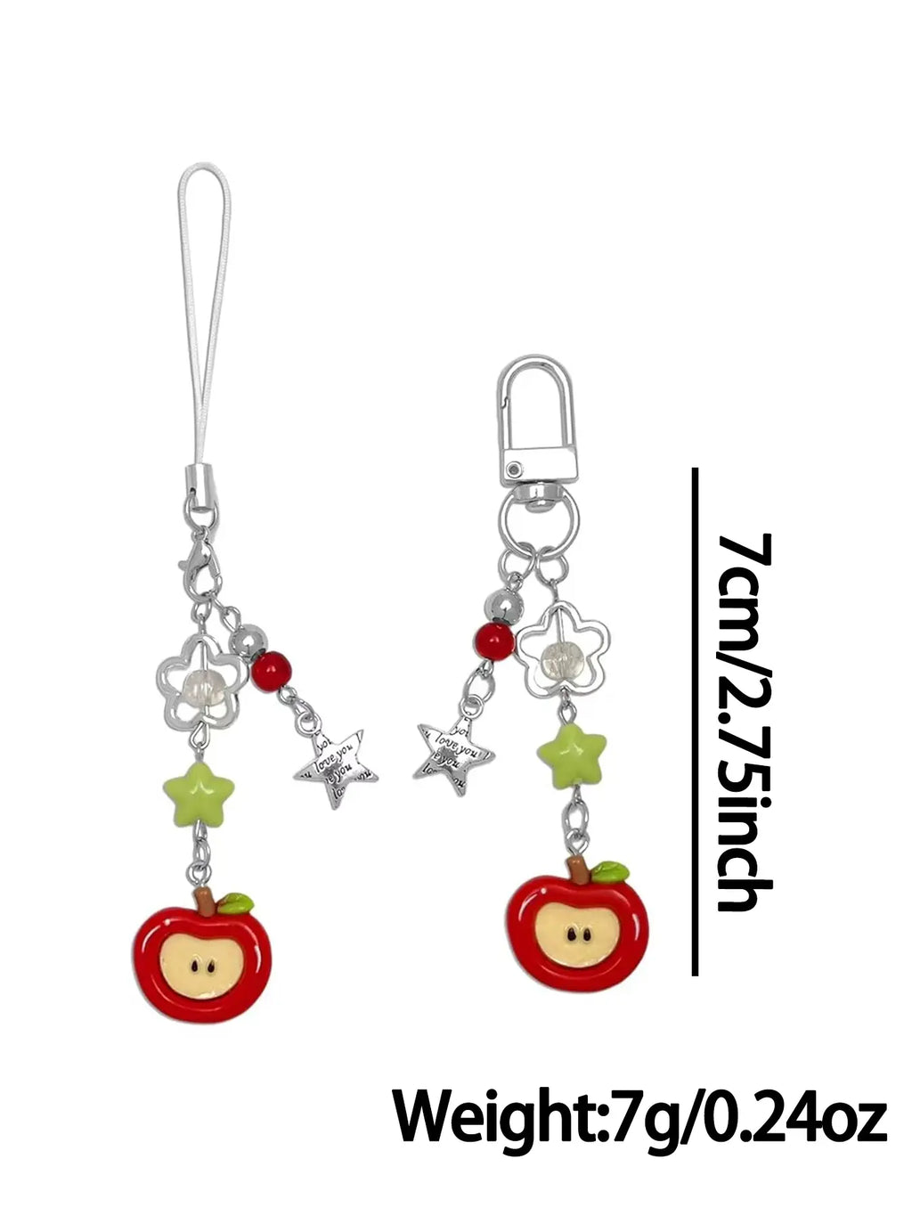 2PCS Cute Cellphone Charms Aesthetic Y2K Pink Guitar Strawberry Star Phone Straps Key Chains for Keys Bags Camera Phone Accessories Phone Decor Phone Ornament