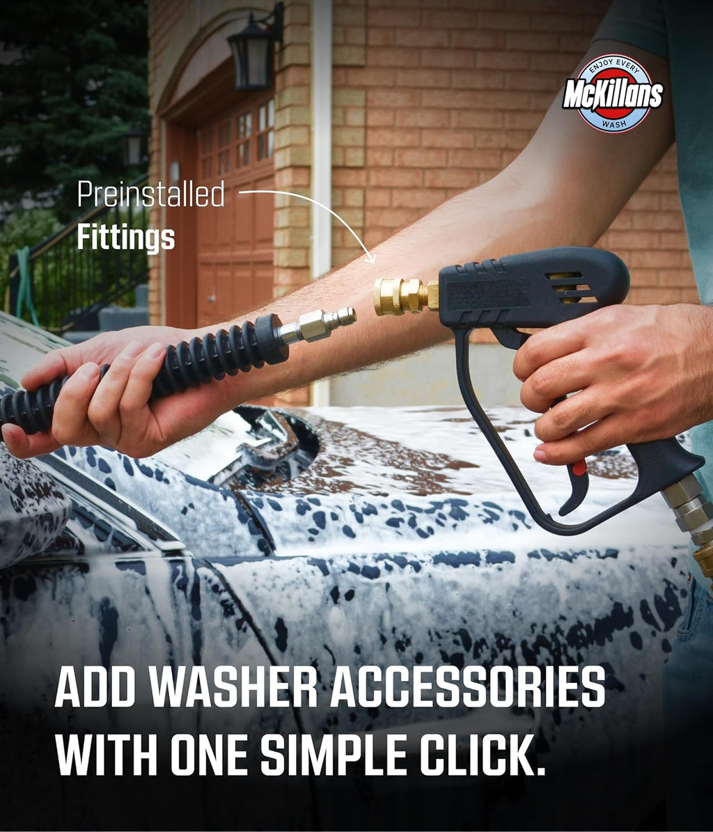 ® Short Pressure Washer Gun with Swivel - High Pressure Water Handle with 3/8" Male Plug and 1/4” Quick Connector Coupler - Power Washer Gun Compatible with Foam Cannon - Car Wash Foam Gun