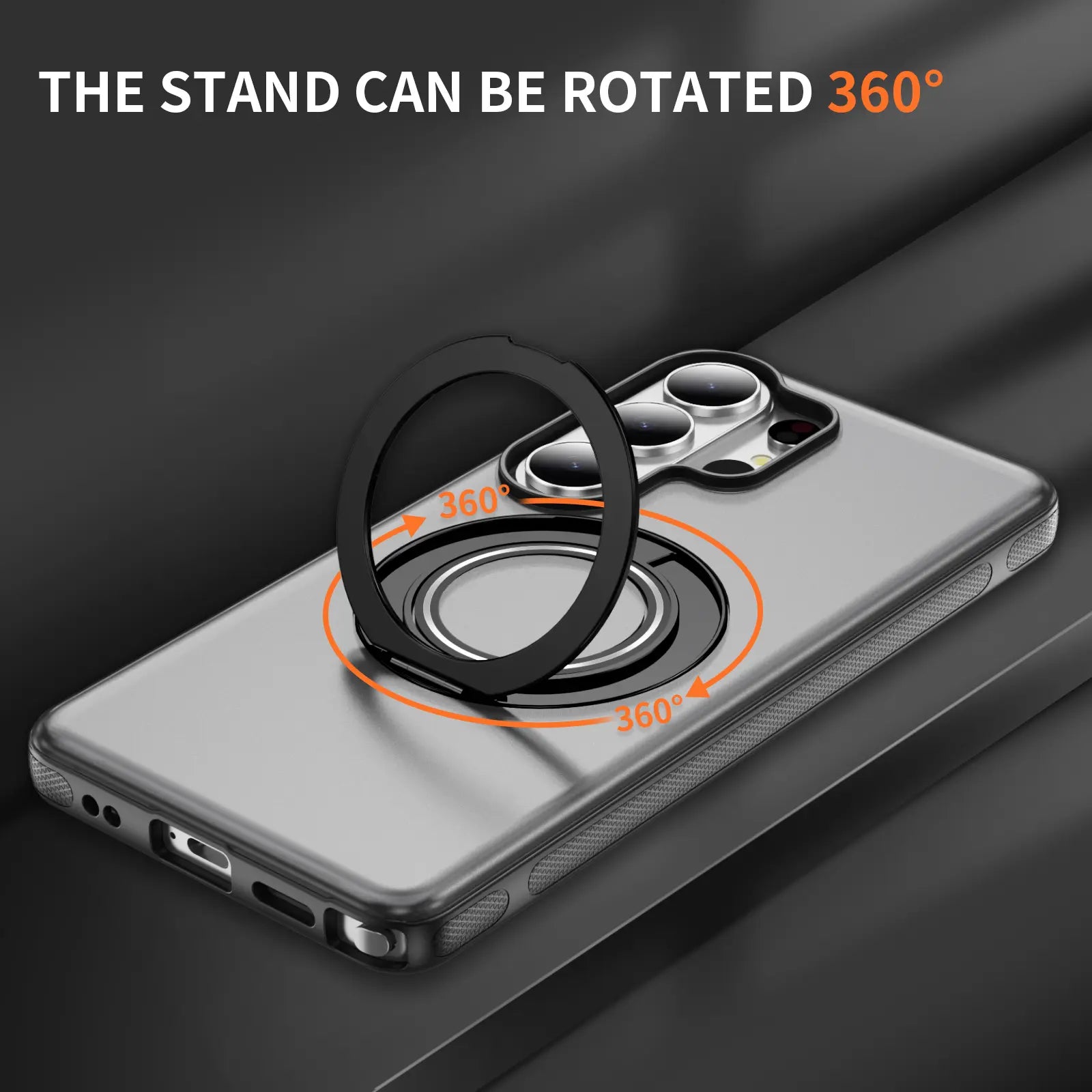 Defee for Samsung Galaxy S26 S25 S24 S23 Ultra Case Skin-Like Frosted Ultra-Thin Phone Case 360° Rotating Ring Holder