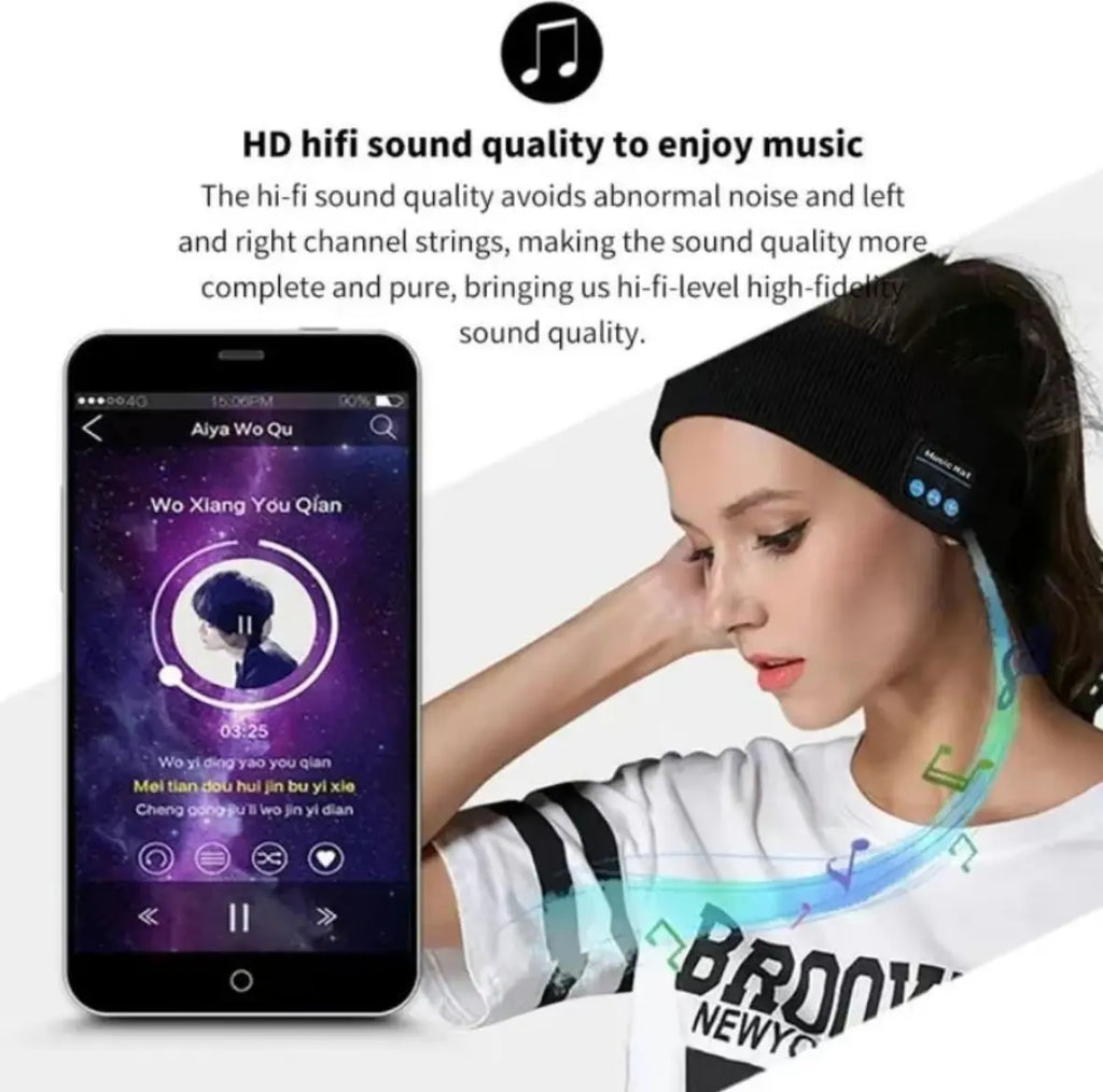 Sports Bluetooth Headband, Sleep Headphones Headband, -Sweat Absorbent & Breathable-Washable -Bluetooth One Click Link for Fitness and Exercise