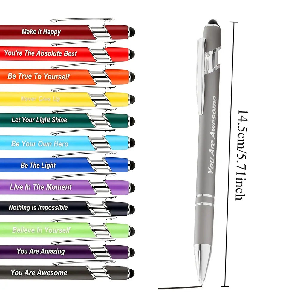 24 Pcs Inspirational Ballpoint Pens, Inspirational Quotes, Motivational Ballpoint Pen with Stylus Tip, Funny Ink Pens Bulk, Aesthetic Pens, Cool Pens, Inspirational Gifts for Women Men, Teacher Coworkers Nurse, Office Supplies Black Ink Smooth Writing