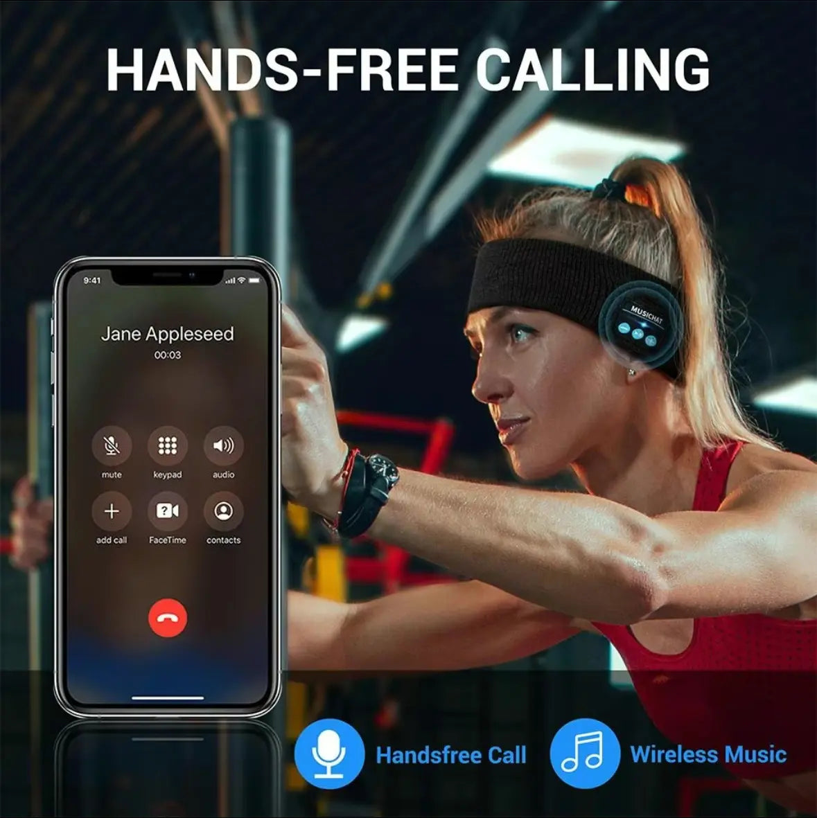 Sports Bluetooth Headband, Sleep Headphones Headband, -Sweat Absorbent & Breathable-Washable -Bluetooth One Click Link for Fitness and Exercise