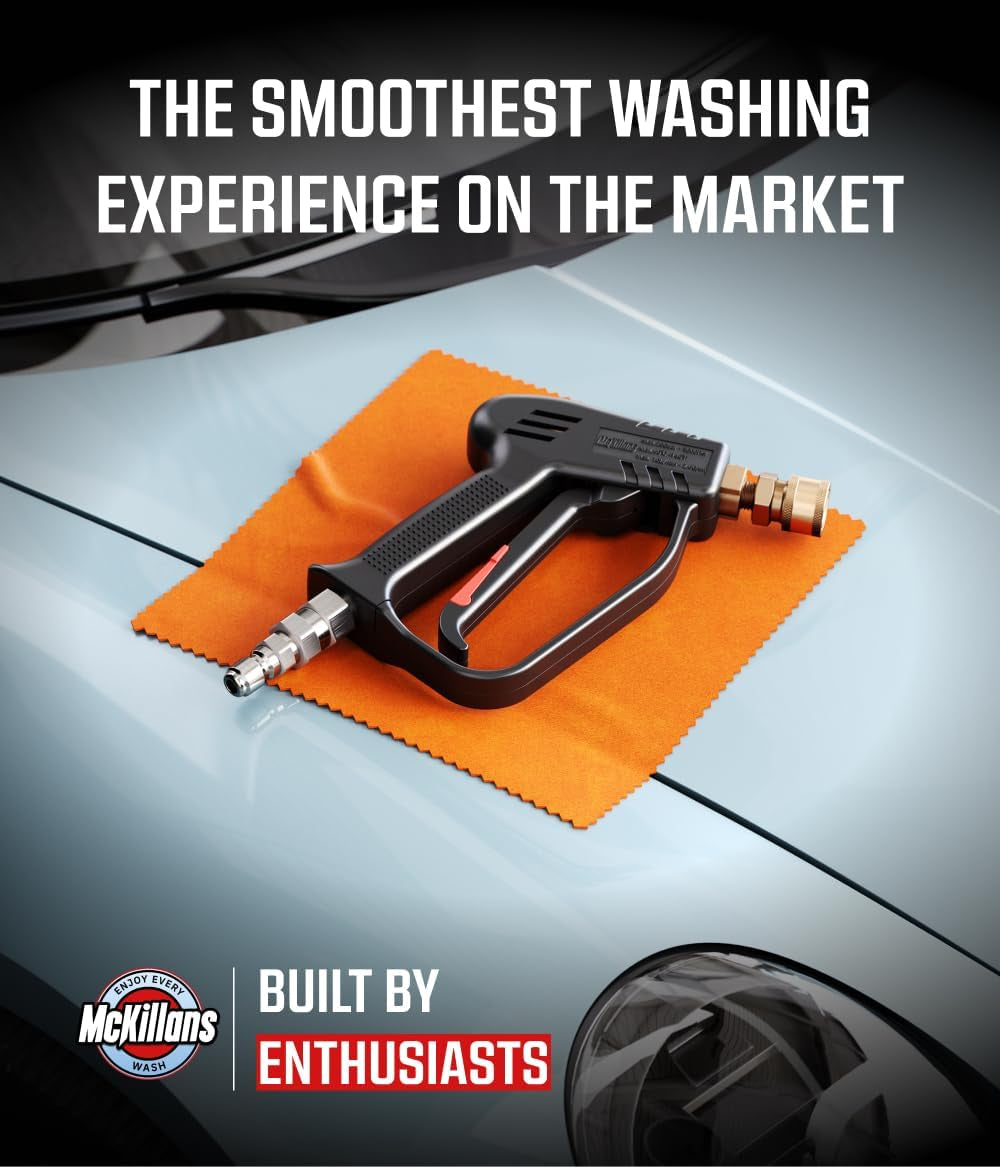 ® Short Pressure Washer Gun with Swivel - High Pressure Water Handle with 3/8" Male Plug and 1/4” Quick Connector Coupler - Power Washer Gun Compatible with Foam Cannon - Car Wash Foam Gun