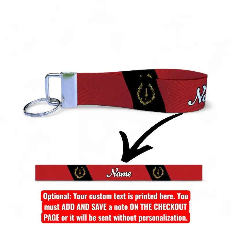 Black American Heritage Flag - Personalized Name Nylon Key Fob - Custom Wristlet Keychain