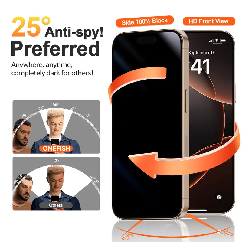 One Fish 2-Pack Screen Protector for Iphone17Promax/Iphone 17PRO, Samsung, and Google–Crystal Clear, Scratch-Resistant, Ultra-Smooth Touch, Privacy Protection, Circular Polarized Eye Protection, Easy Installation