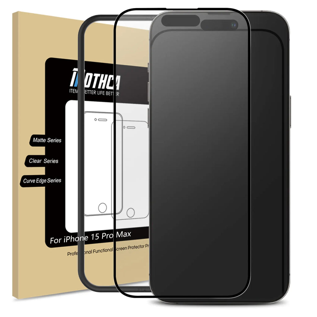 Mothca Matte(No Privacy) Glass Full Coverage Screen Protector for Iphone 16E/16/15/14/13 Pro Max Plus, Anti-Glare Anti-Fingerprint Black Edge Tempered Glass Film with Easy Installation Tool, Case Friendly, Smooth as Silk