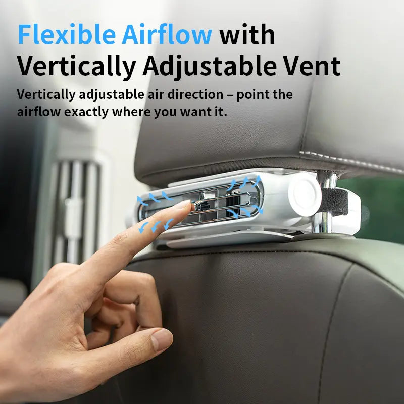 Car Seat Velcro Fan: 3 Adjustable Speeds, Built-In 3000Mah Battery, USB Charging, Suitable for Cars, Golf Carts, and Travel Rvs