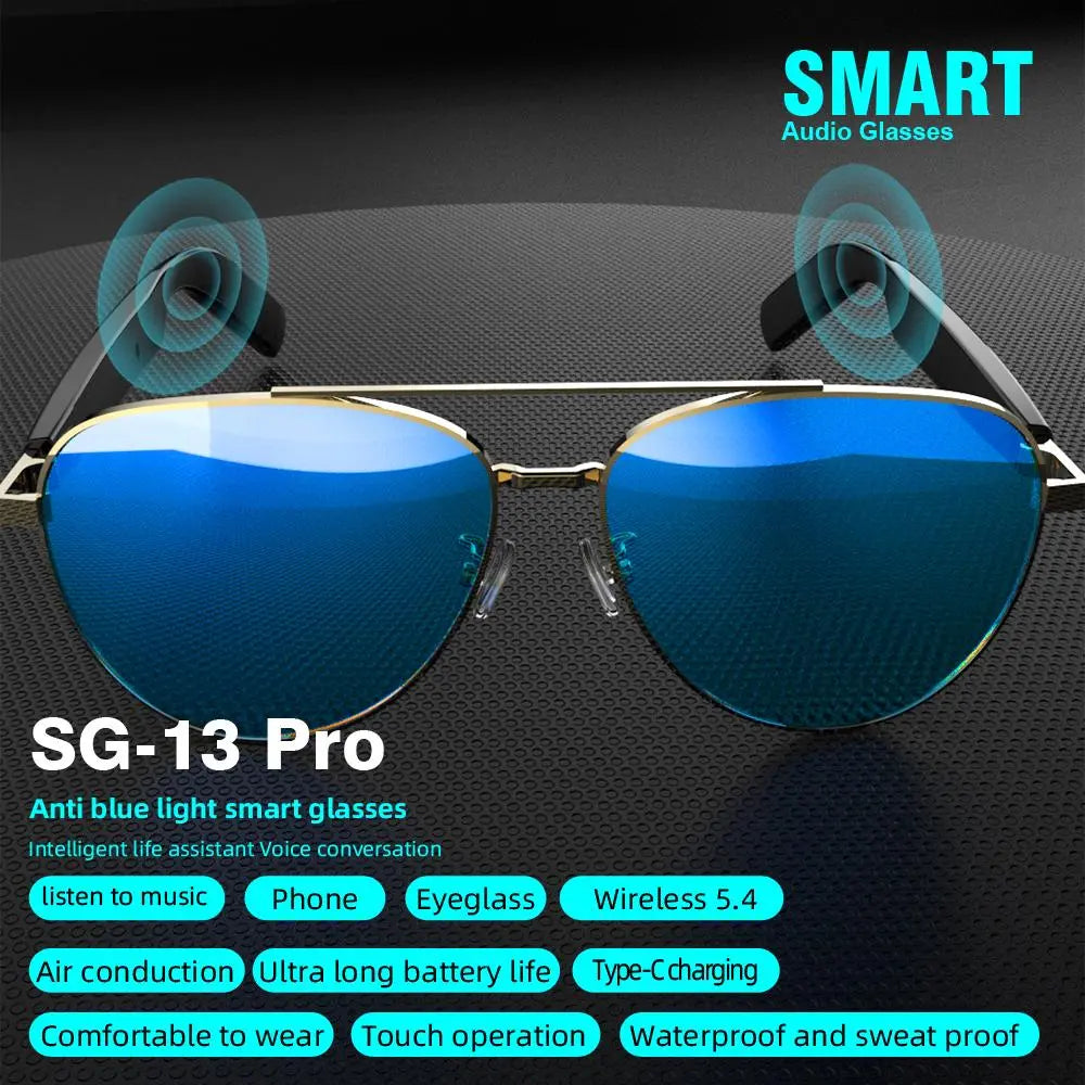 Multifunctional Smart Glasses, Touch Control Smart Sunglasses, Fashionable Bluetooth-Compatible Smart Glasses, Gift for Men & Women, Wearable, Wireless Smart Glasses, Wearable Tech Glasses