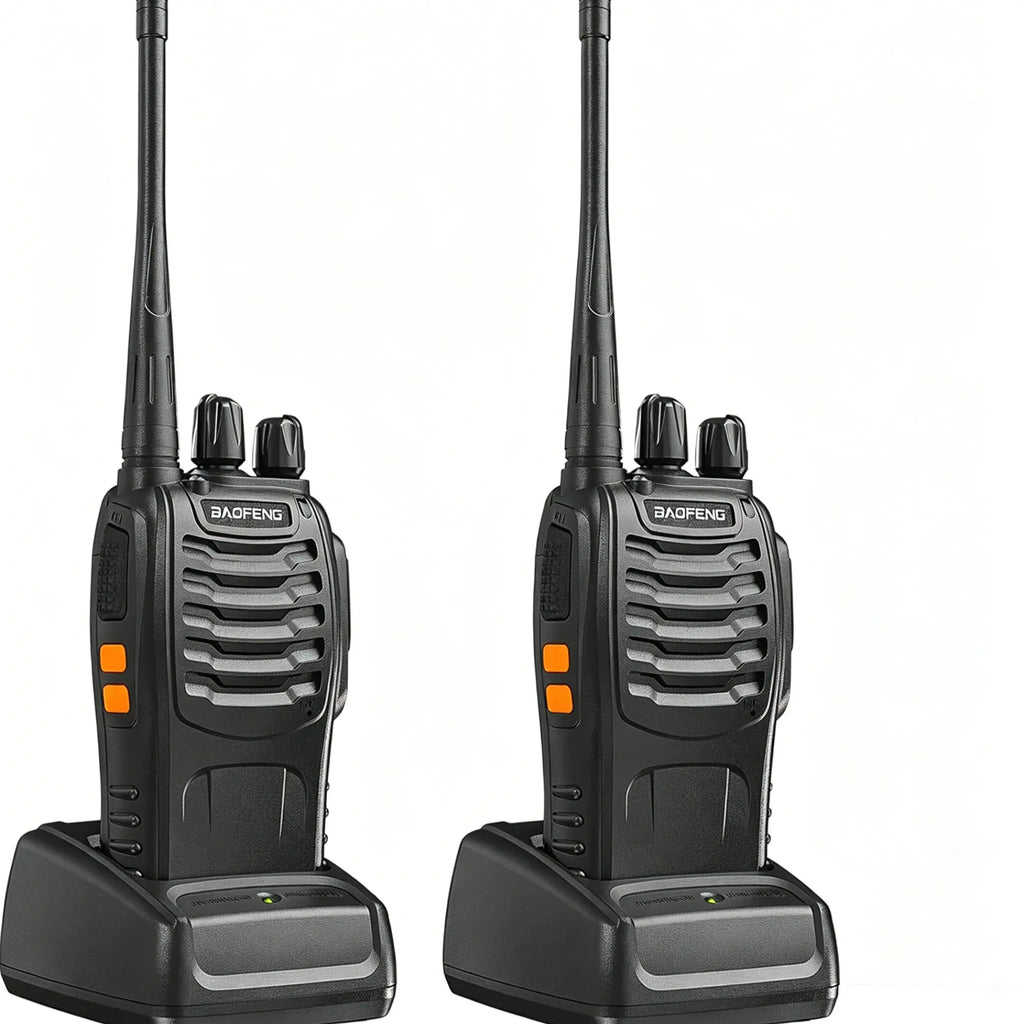 Baofeng 888S Wireless Walkie Talkie, Rechargeable Long Range Walkie Talkie with Earpieces, Professional Radio Handheld Two Way Radio with Li-Ion Battery & Charger Included