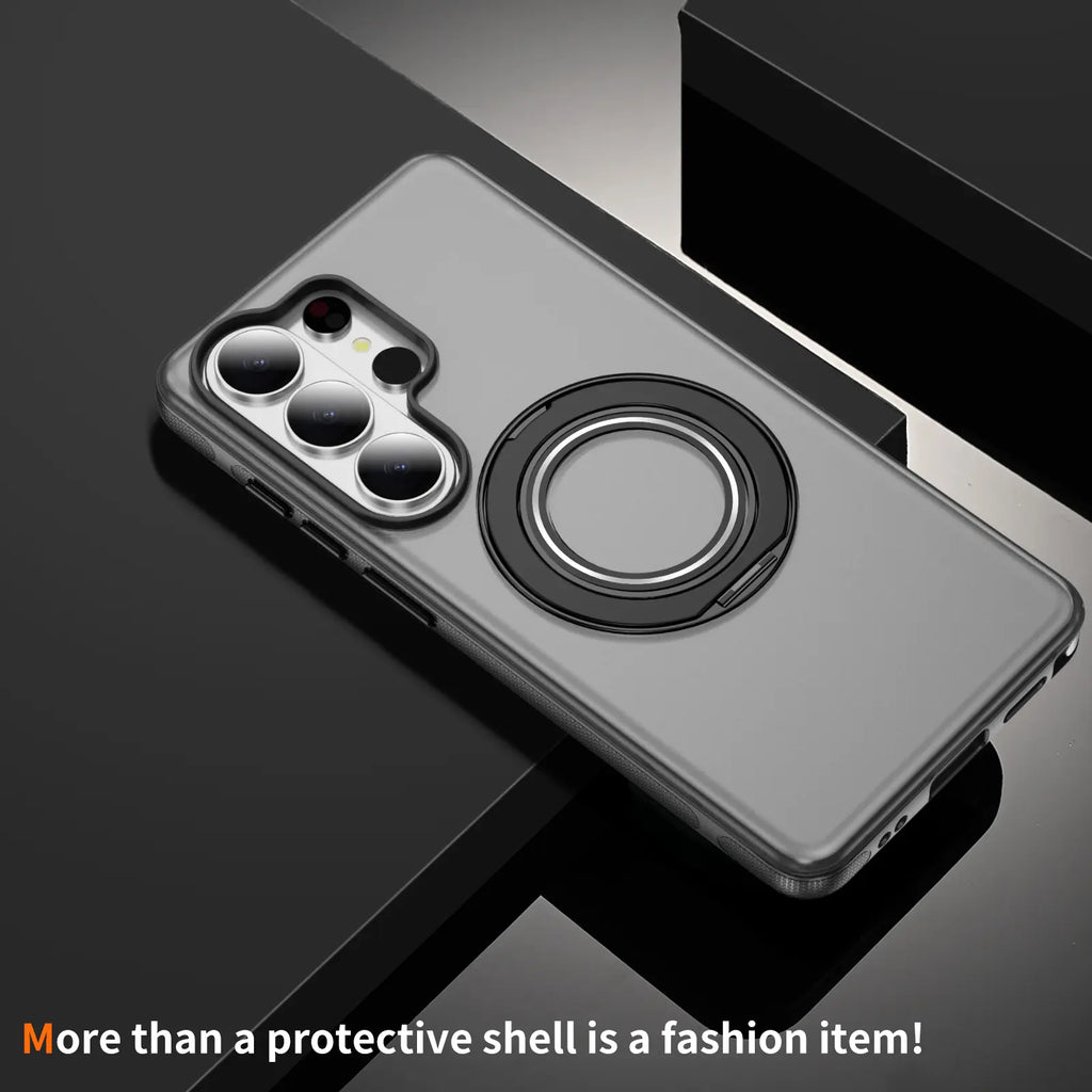 Defee for Samsung Galaxy S26 S25 S24 S23 Ultra Case Skin-Like Frosted Ultra-Thin Phone Case 360° Rotating Ring Holder