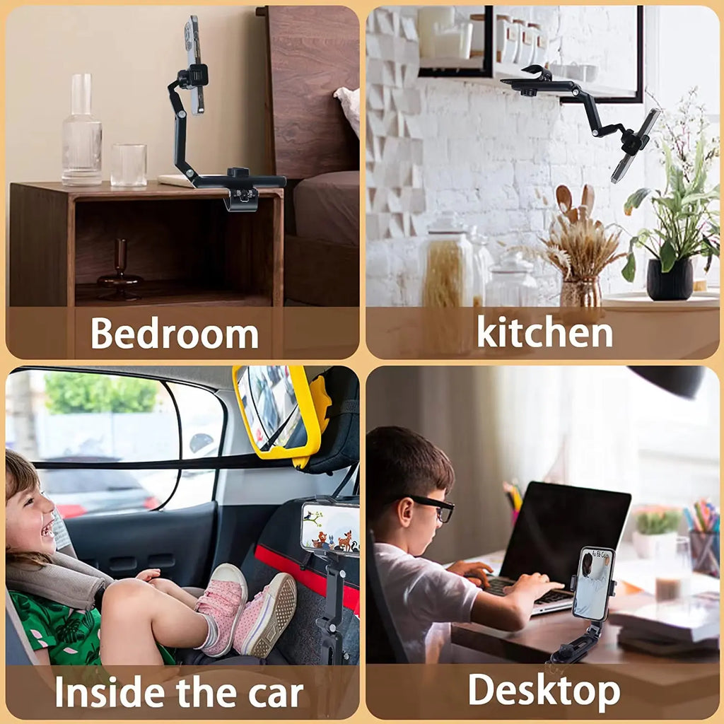 This New Multi-Functional Sun Visor Universal 360-Degree Rotating Phone Holder Is Suitable for Any Setting, Including Cars, Kitchens, and Bedrooms. It'S a Car-Mounted Rotating and Telescopic Phone Holder.