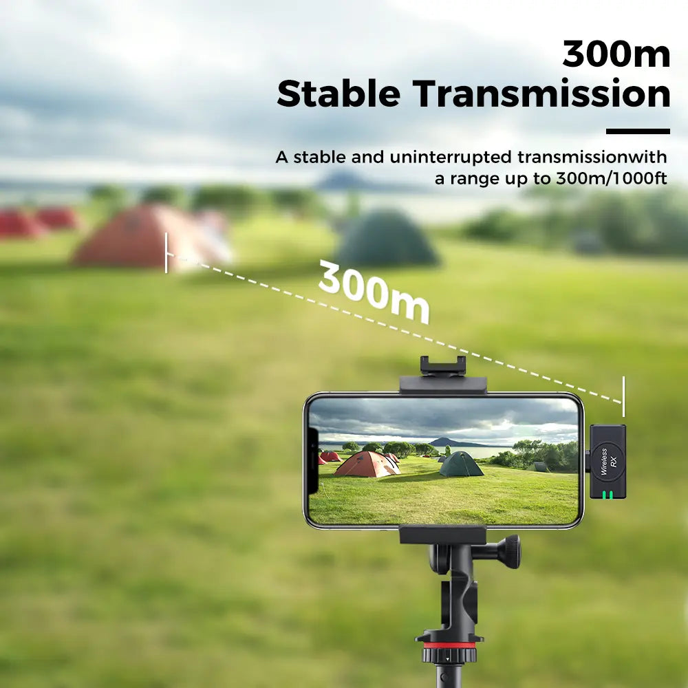 Wireless Lavalier Microphone for Iphone/Android/Camera/Pc/Laptop,30H Battery Life, 1000Ft Range, Noise Cancellation, Button Size Lapel Microphone for Iphone/Ipad/Video Recording/Streaming/Youtube