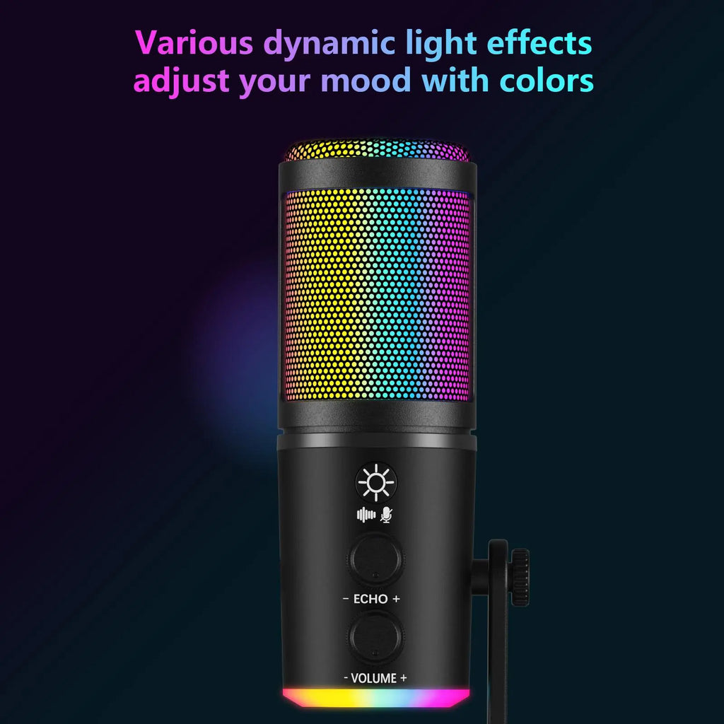 JYX U120 RGB Streaming Gaming Microphone with RGB Lights One-Tap Mute Headphone Jack for PC Mac PS5 PS4 Ideal for Streaming Gaming Podcasting Compact Durable Design Outdoorfun Headset Recording Plug Audio Connection Metal Summerwins Dealsforyoudays
