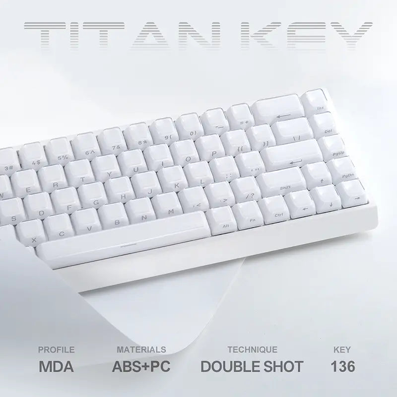 TITANNATION Crystal Jelly Translucent MDA Profile 136-Key Side Carving Keycap Set（Only Keycap, Not Include a Keyboard）