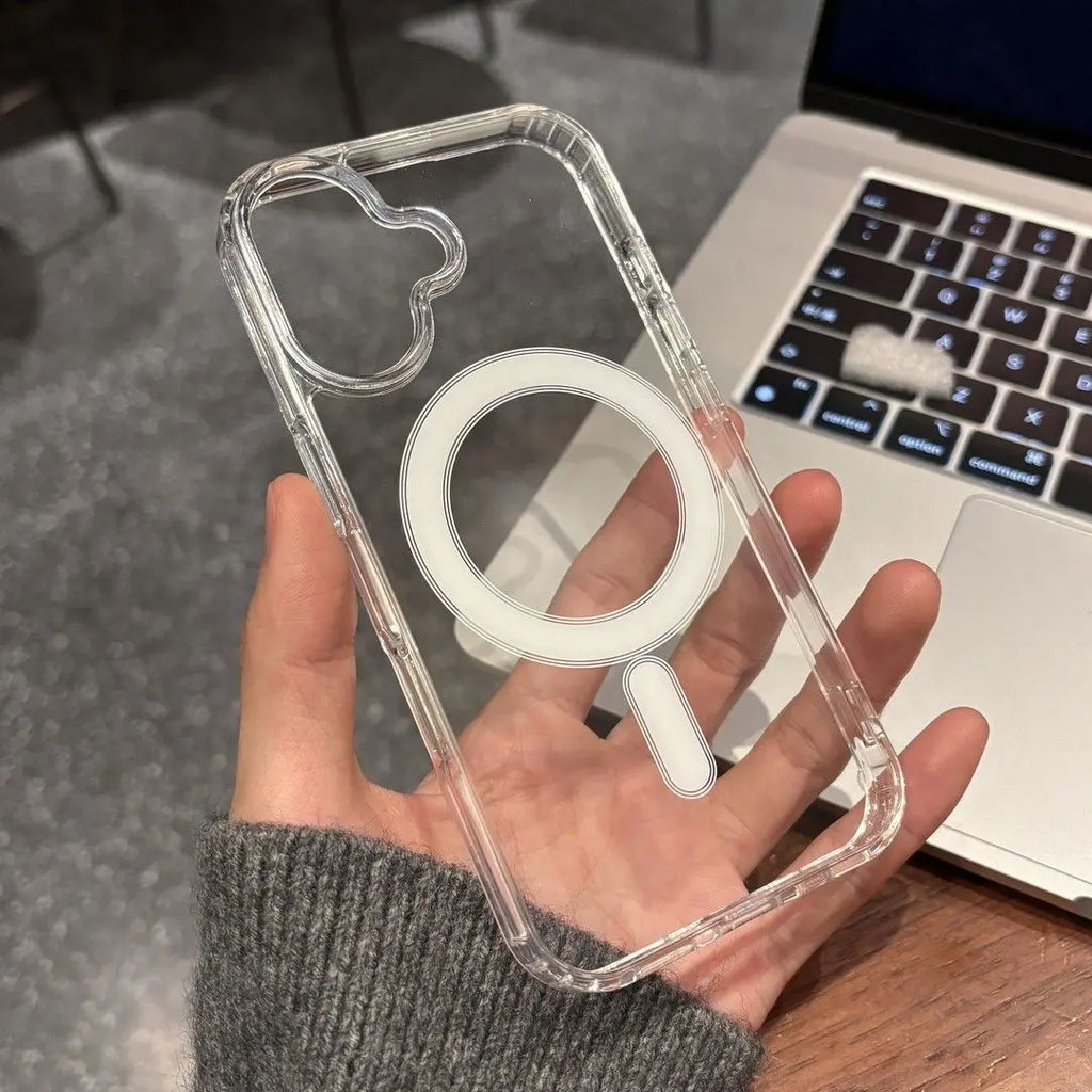 Suitable for Apple 17Pro Transparent Phone Case Iphone16 Magnetic Protective Cover