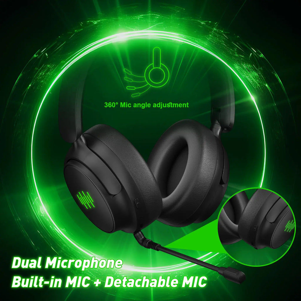 Upgraded Wireless Gaming Headset for Xbox with Game/Chat Audio Balance, Adjustable Vocals and Background Sounds, Mic Mute, Bluetooth, 3D Surround Sound,Foldable Bluetooth Headset Works with PS5, Mac, PC, Nintendo Switch - Long Battery Life