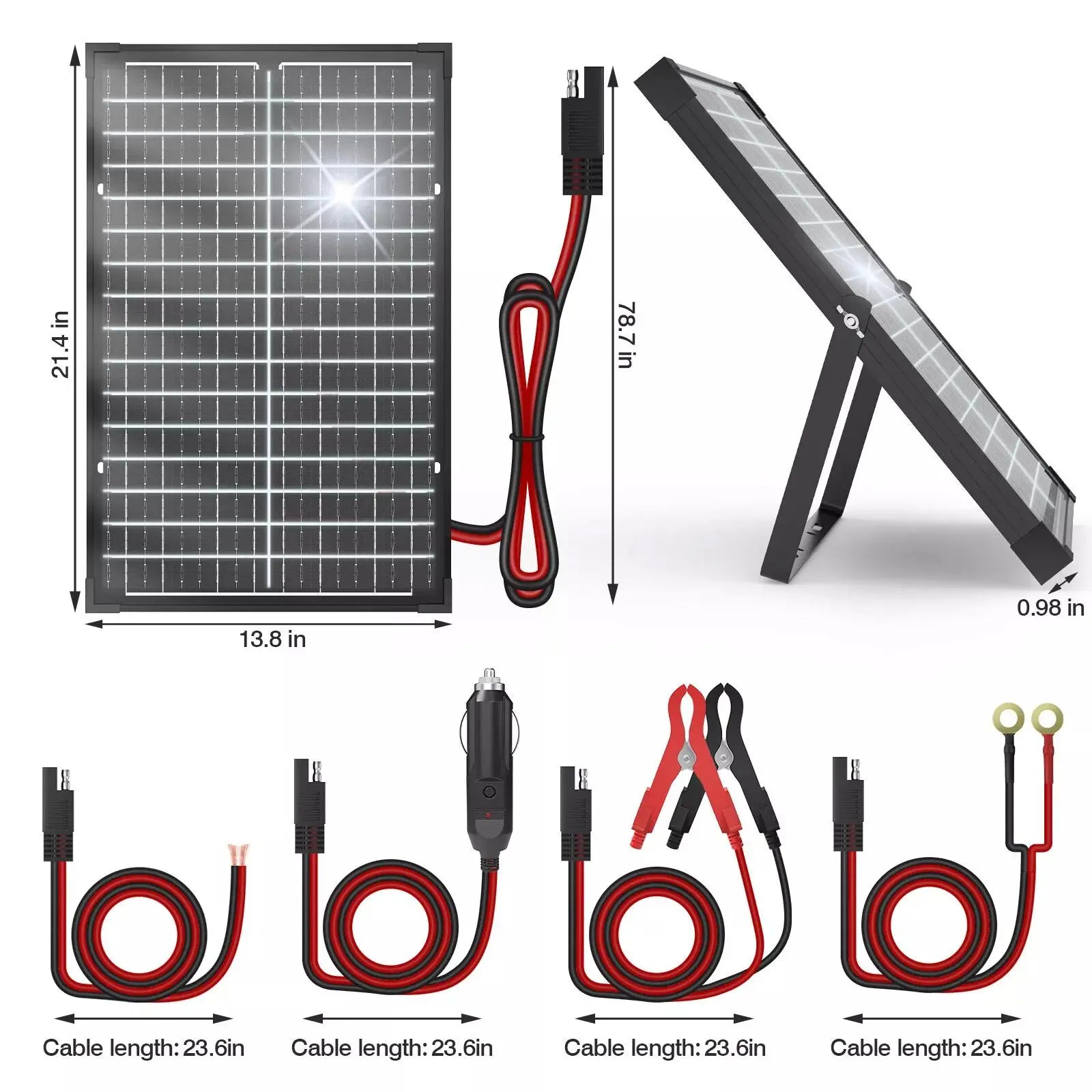 30W Dual-Sided Solar Panel Kit , Monocrystalline Solar Panel Trickle Charger, Suitable for Cars, Rvs, Boats, and Off-Grid Battery Charging, Includes Controller and Adjustable Mounting Brackets, Snow and Wind Resistant Design, Dealsforyoudays
