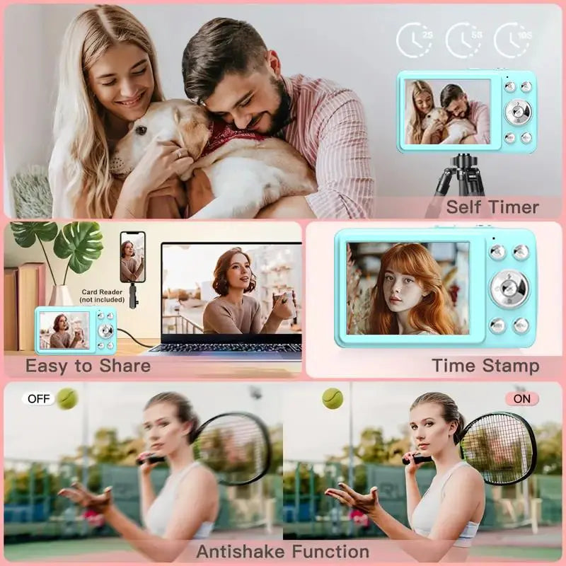1080P Digital Camera with 32GB SD Card, 16X Optical Zoom, Portable Mini Camera, Point and Shoot Camera, Y2K Gifts