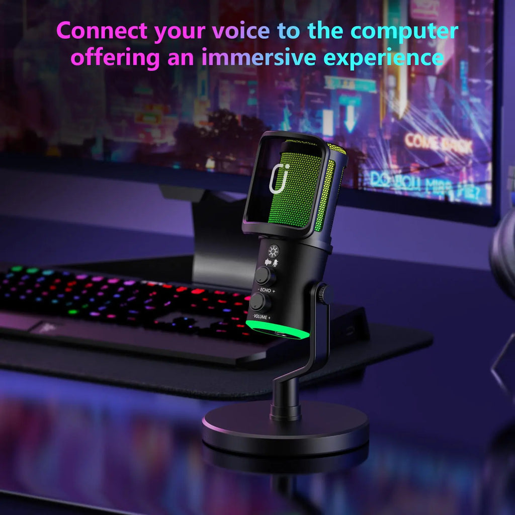 JYX U120 RGB Streaming Gaming Microphone with RGB Lights One-Tap Mute Headphone Jack for PC Mac PS5 PS4 Ideal for Streaming Gaming Podcasting Compact Durable Design Outdoorfun Headset Recording Plug Audio Connection Metal Summerwins Dealsforyoudays