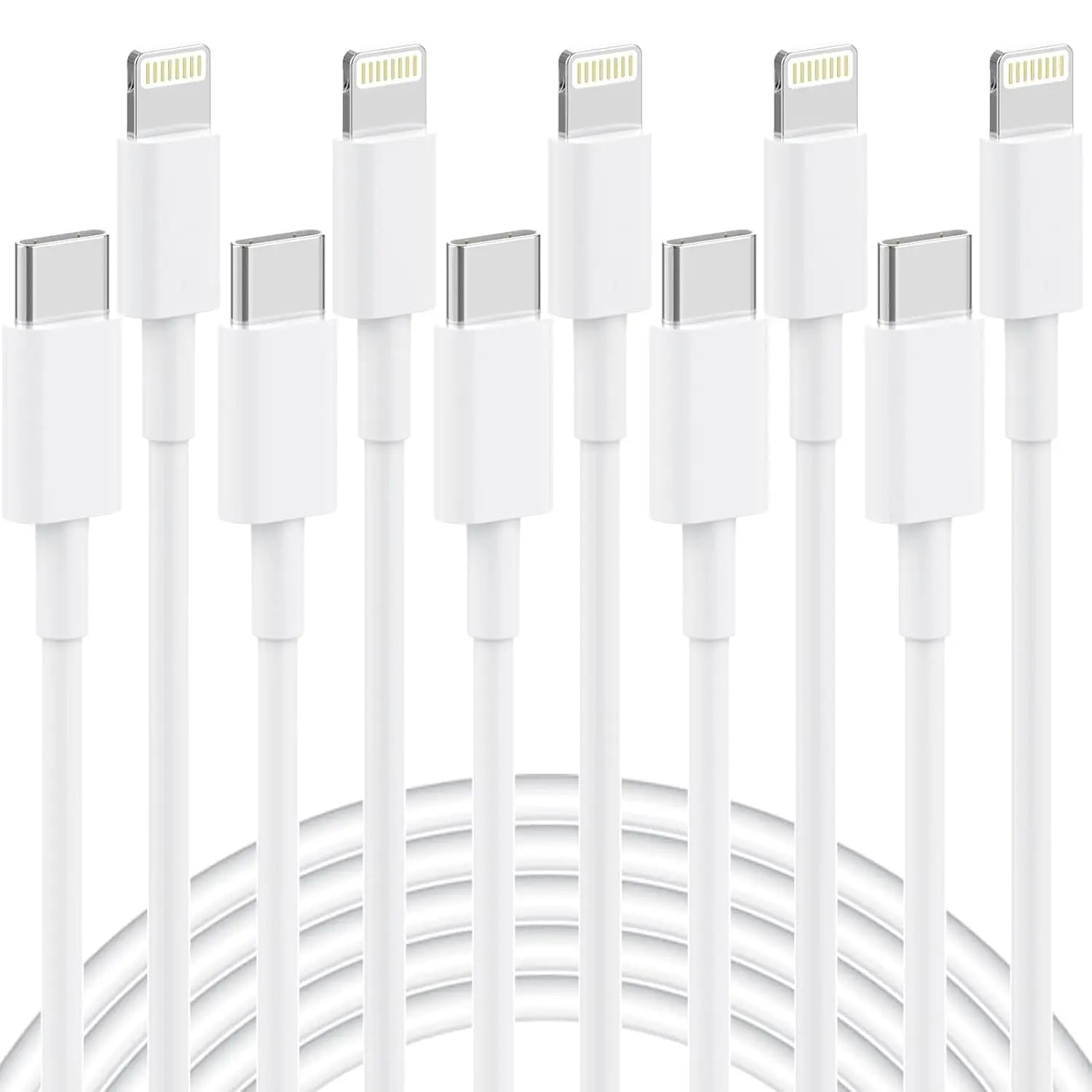 5 Pack 6FT USB C to Lightning Cable, [ Mfi Certified]For Iphone Charger Fast Charging Cord for Iphone 14/13/12/11/X/8/7/Plus, Ipad, Airpods - White